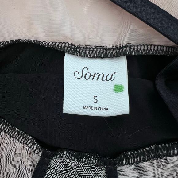 SOMA WOMENS EMBLISS KNIT FLOCKED CHEMISE SLEEP WEAR BLACK AND IVORY SIZE S - Picture 7 of 11